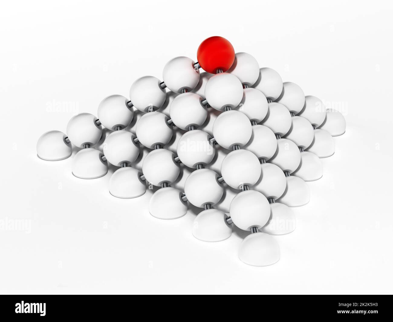 White spheres forming a pyramid shape. 3D illustration Stock Photo