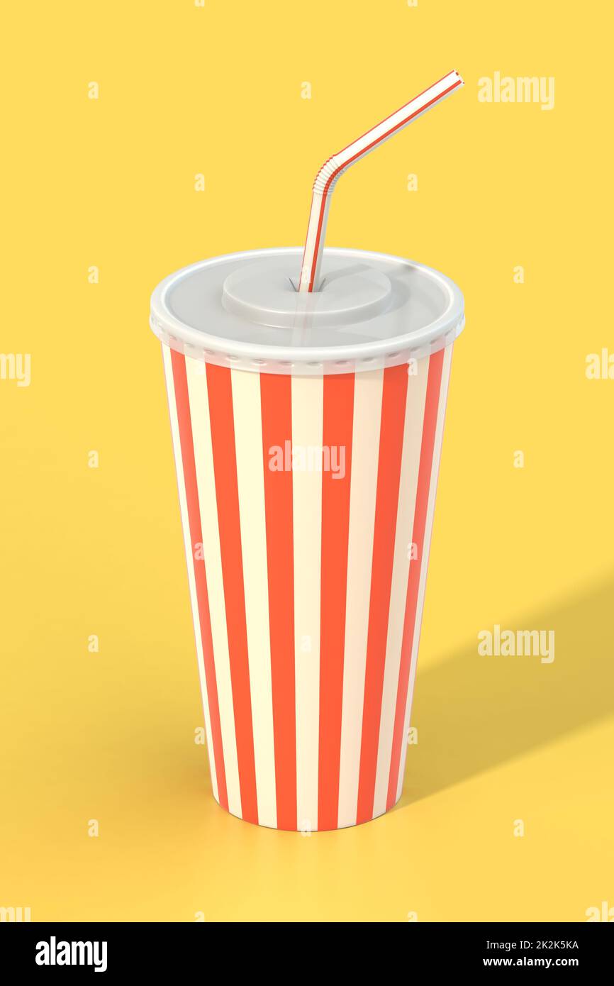 Fast food cola drink cup and drinking straw Stock Photo