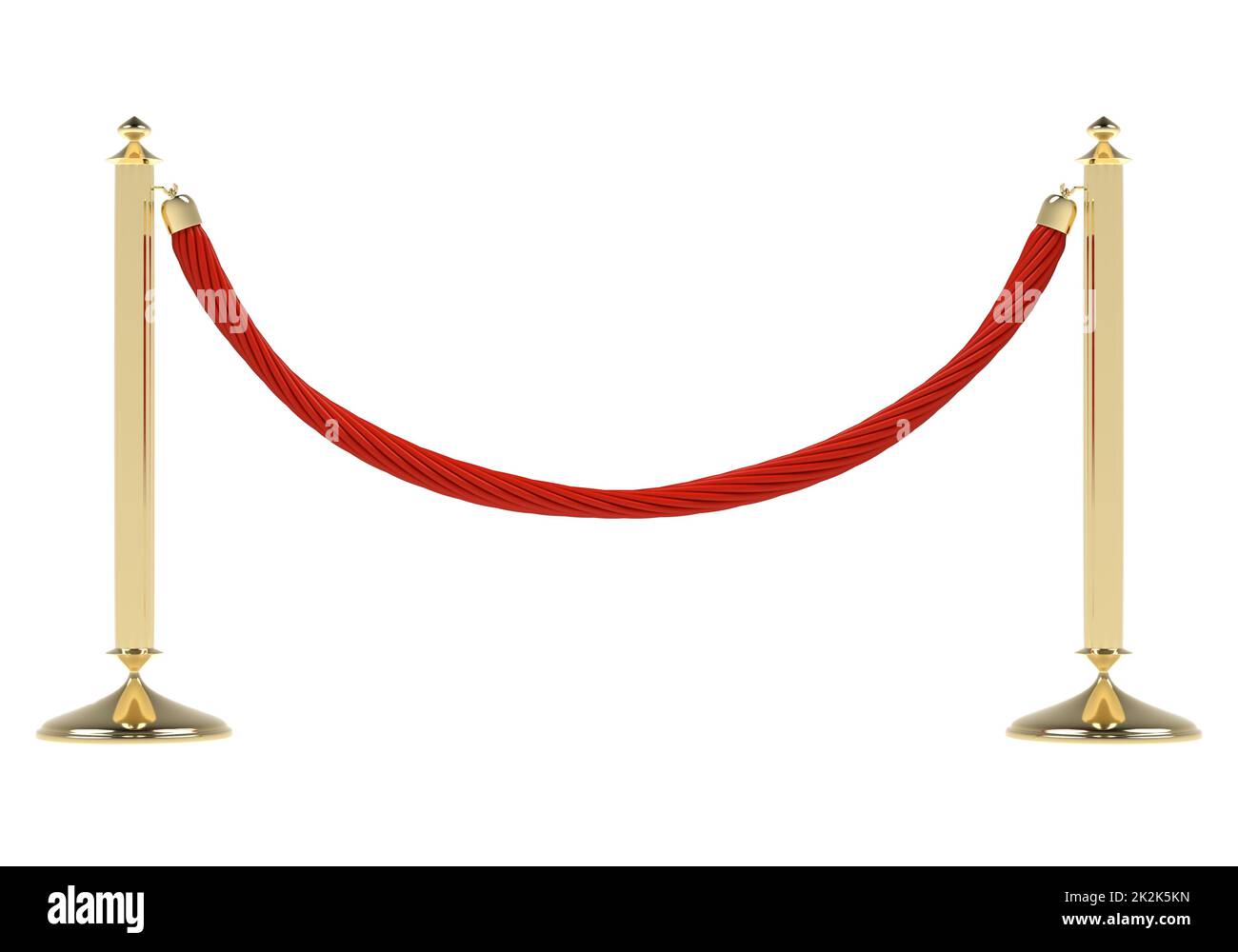 Realistic golden stanchion isolated on white background Stock Photo