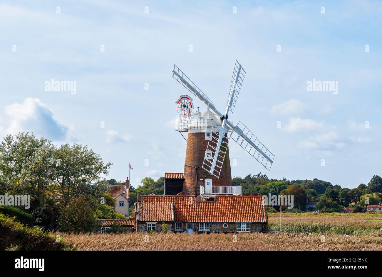 Cley Windmill, a landmark near the coast at Cley-Next-The-Sea, a coastal village on the north coast of Norfolk, East Anglia, England, now a hotel Stock Photo