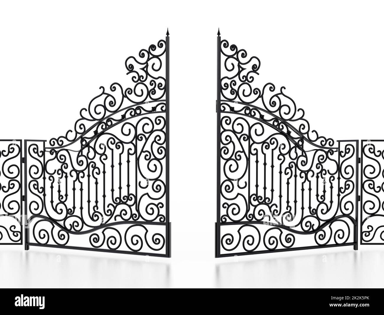 Wrought iron gate isolated on white background. 3D illustration Stock Photo