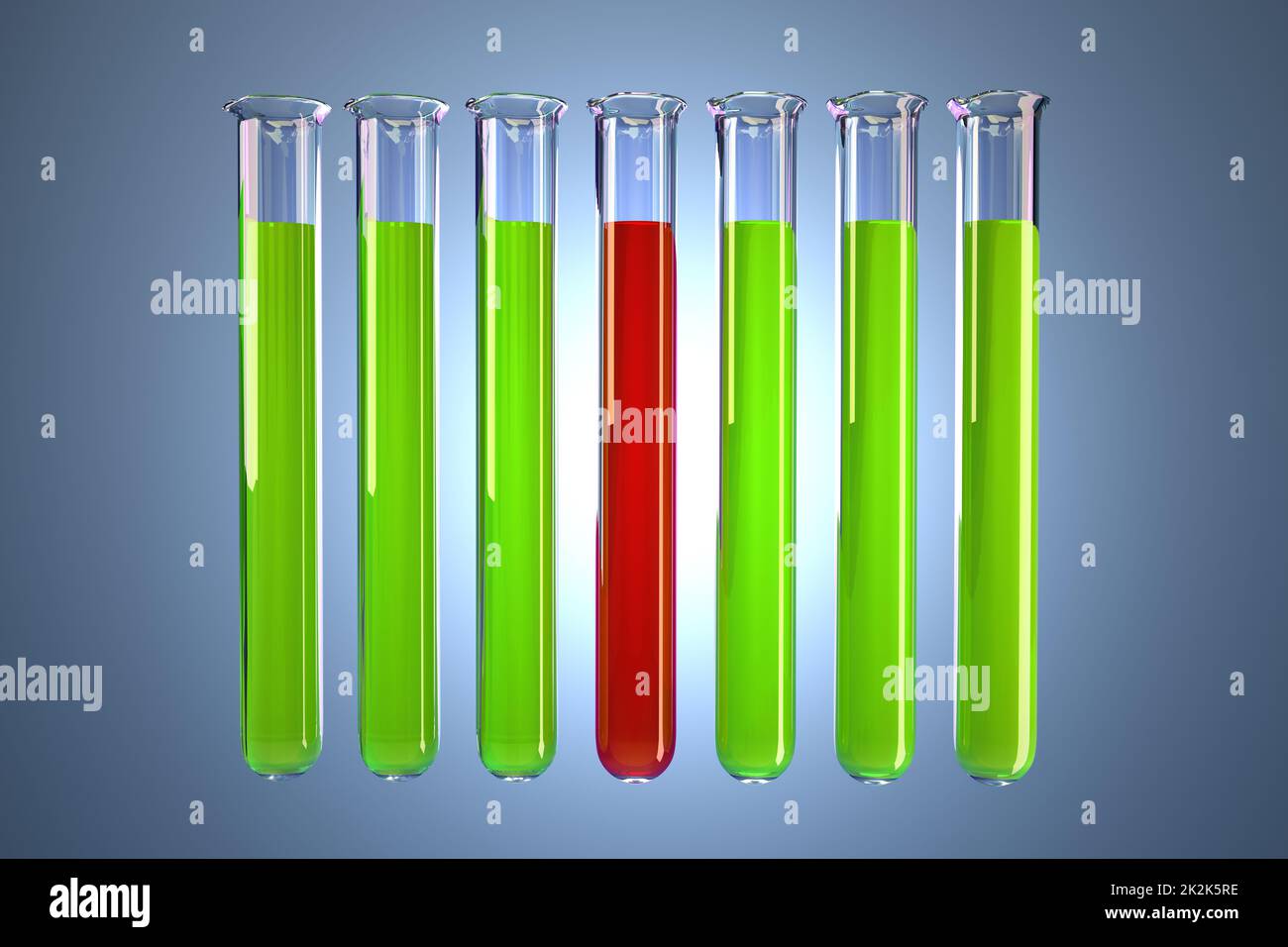 Transparent test tubes with colored liquids. Chemical analysis concept