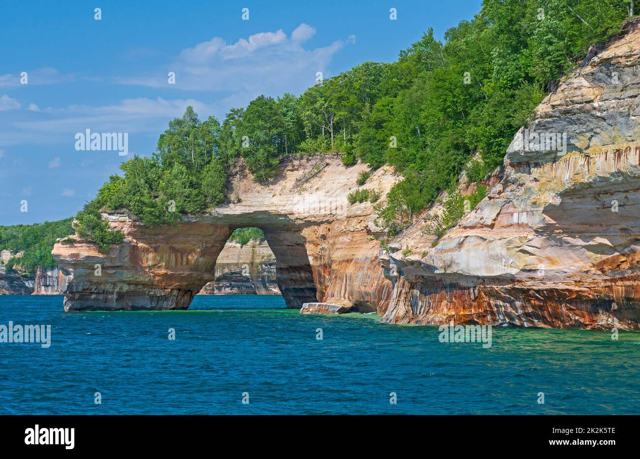 Graceful Sandstone Arch on the Great Lakes Stock Photo