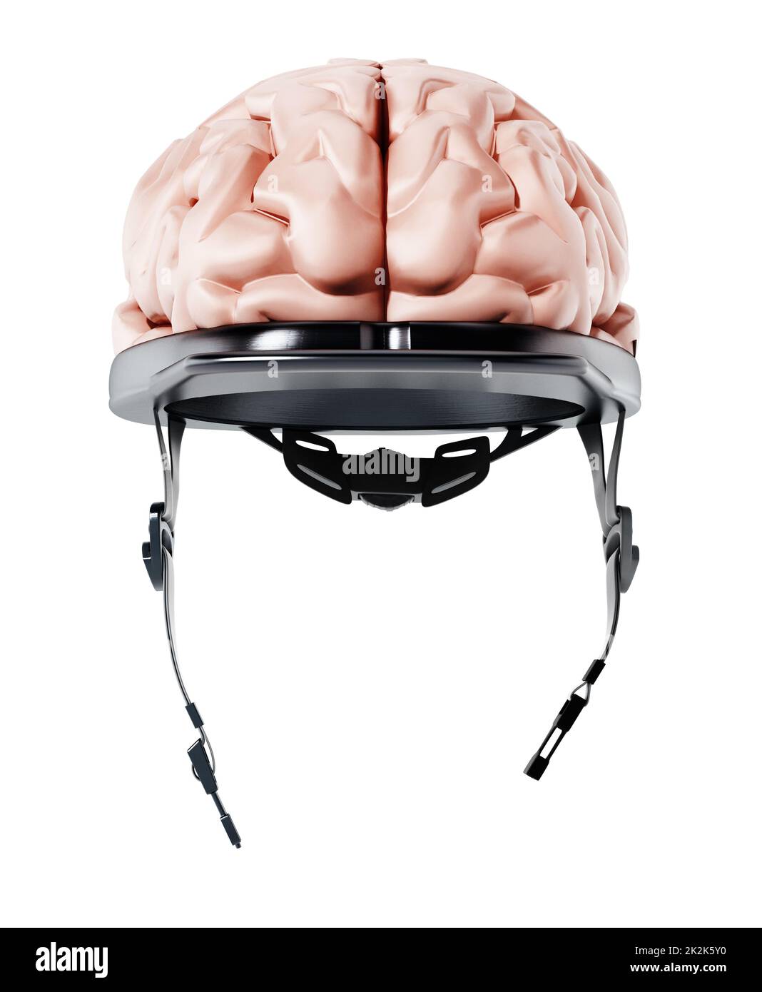 Human brain on security cap. 3D illustration Stock Photo