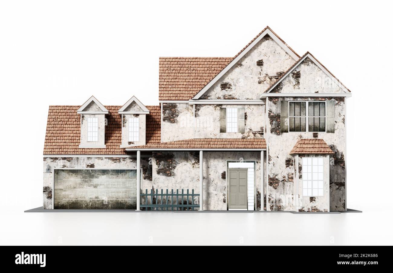 Old house isolated on white background. 3D illustration Stock Photo - Alamy