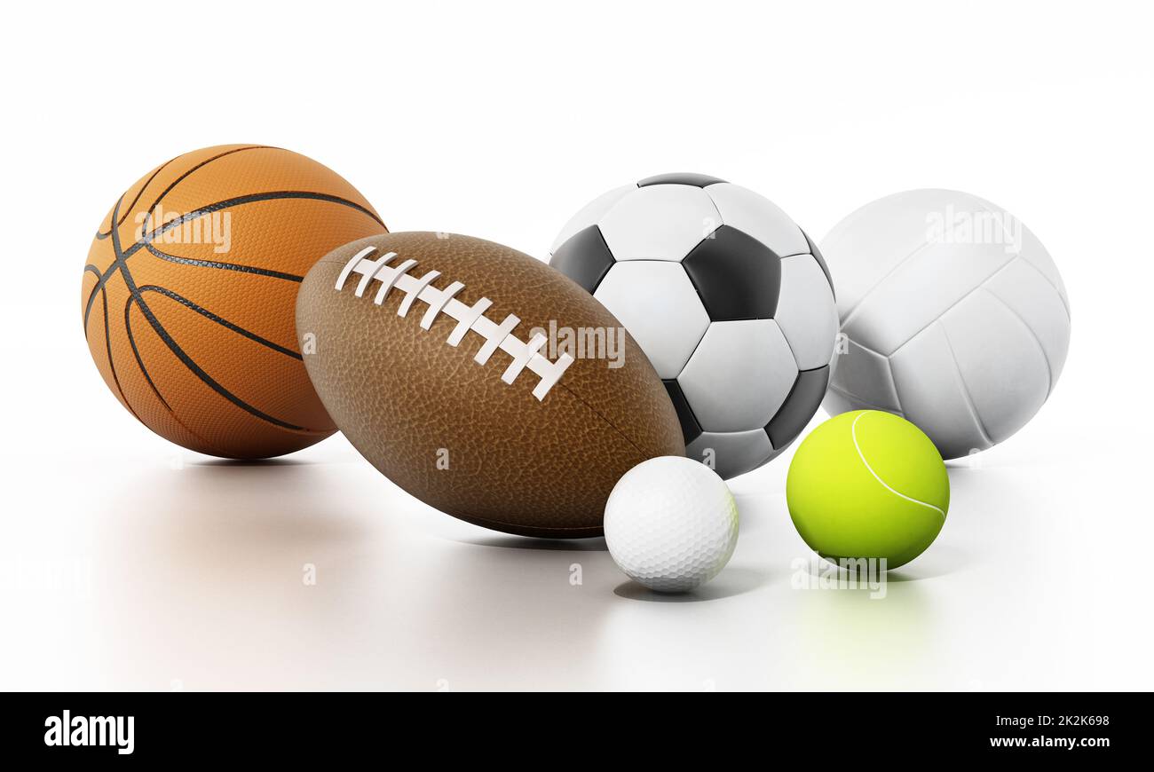 Sports balls isolated on white background. 3D illustration Stock Photo ...