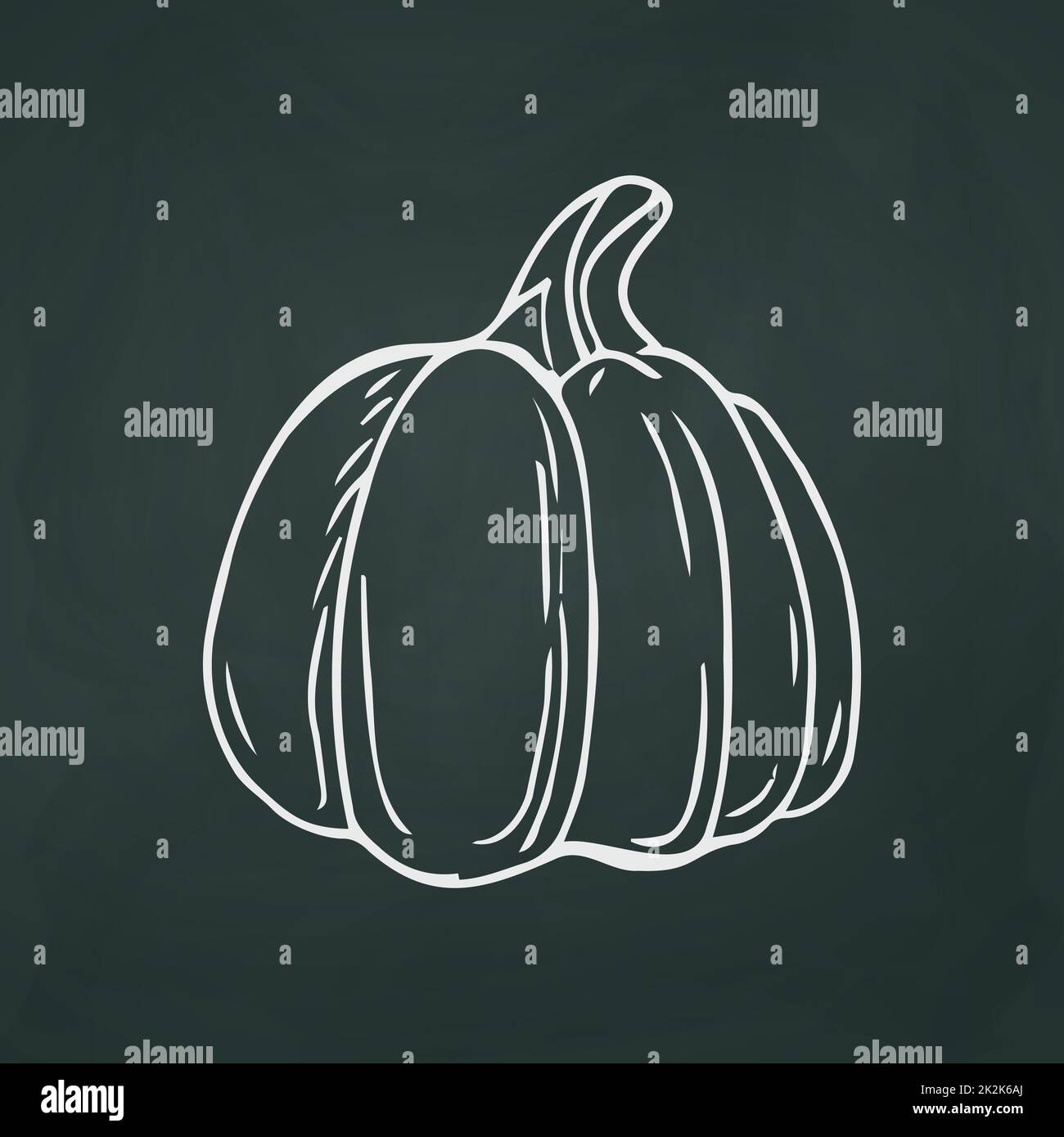 Large pumpkin thin white lines on a textural dark background - Vector Stock Photo