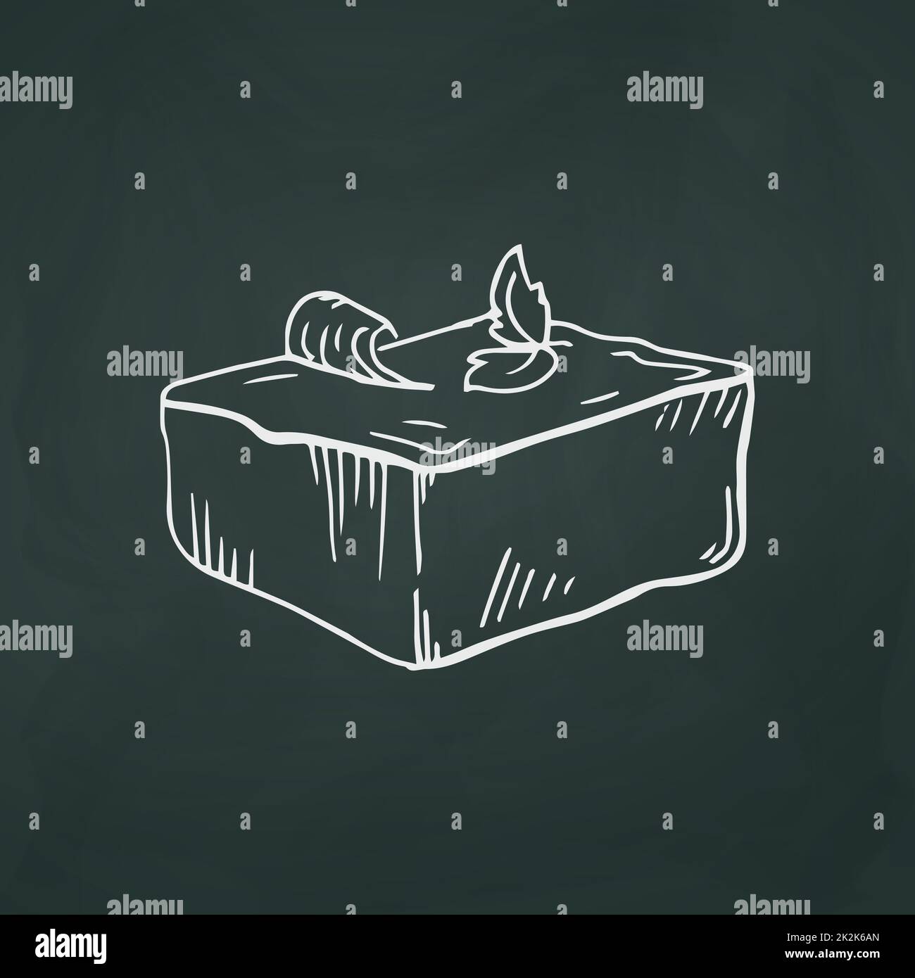 A piece of butter thin white lines on a textural dark background