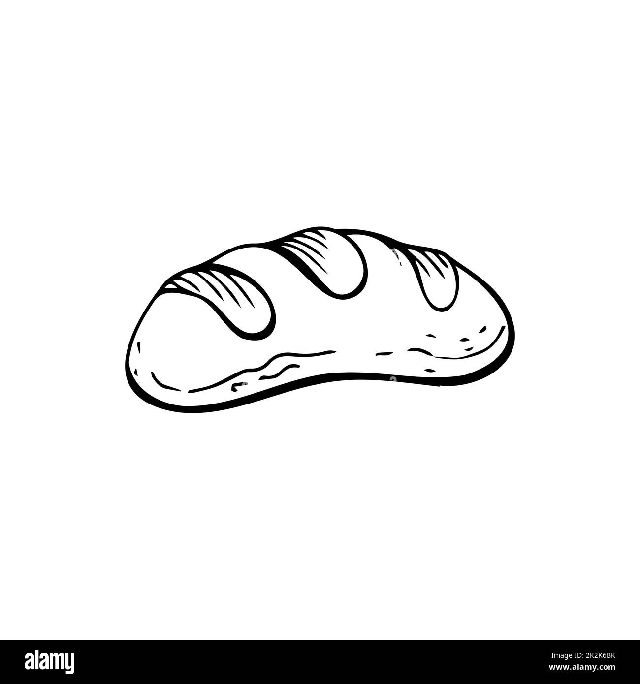 Loaf of bread thin black lines on a white background Vector Stock