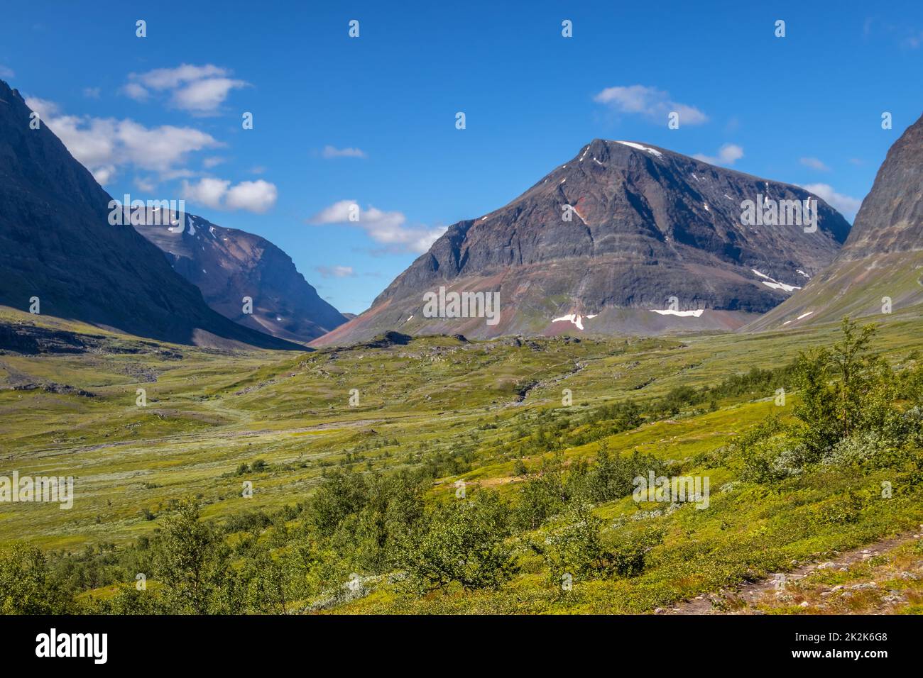 hiking the kungsleden in swedish lapland, beautiful mountain scenery Stock Photo