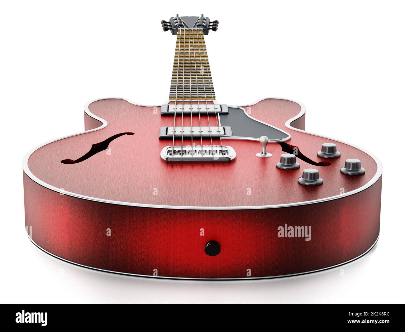 Electric guitar with flaming red wooden finish. 3D illustration Stock Photo Alamy