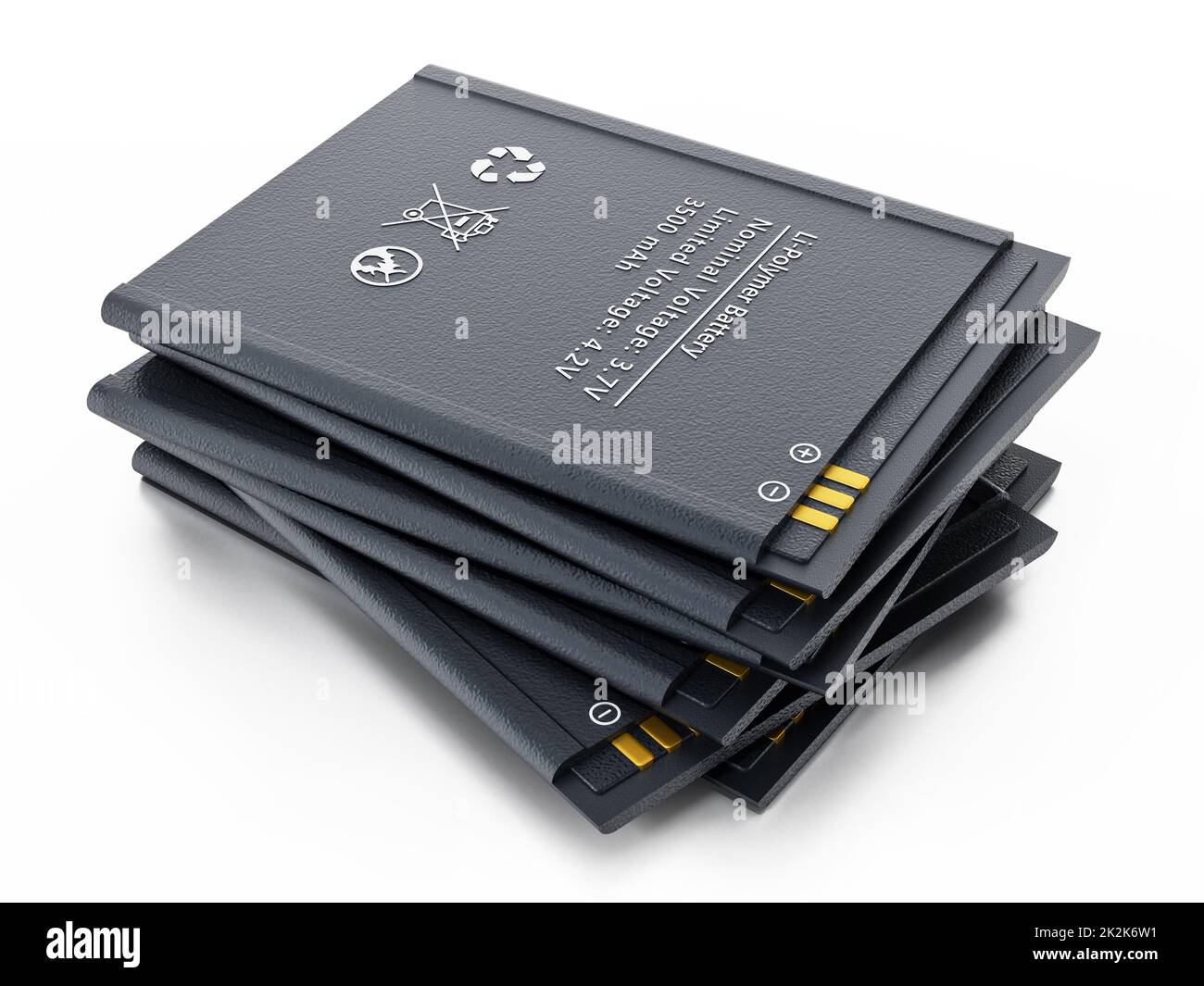 Spare smartphone lithium ion battery. 3D illustration Stock Photo