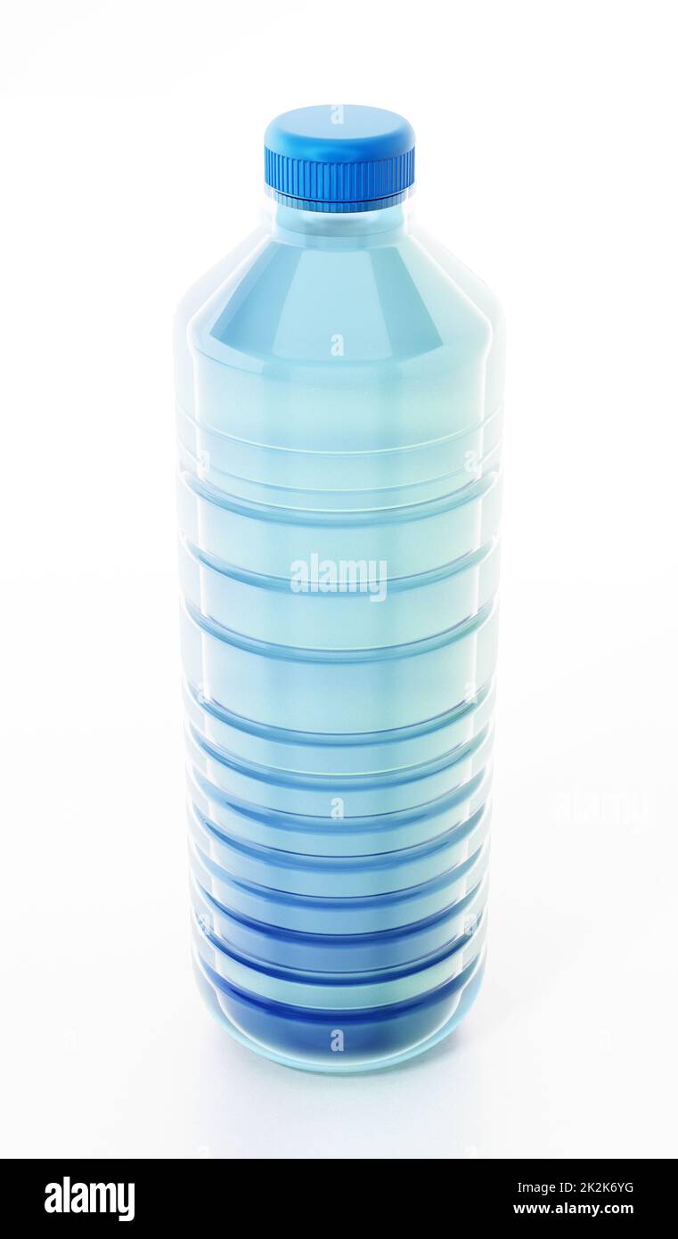 Blue plastic bottle full of water. 3D illustration Stock Photo