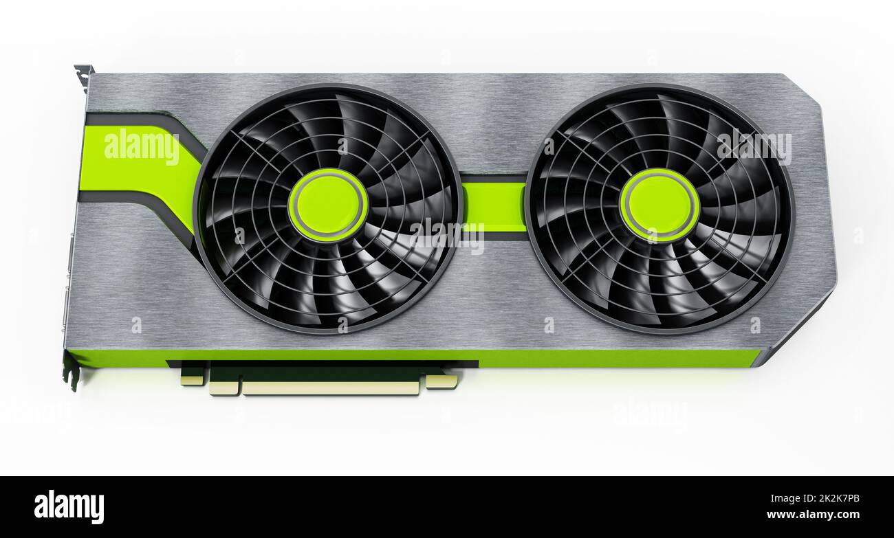 Modern graphics card isolated on white background. 3D illustration