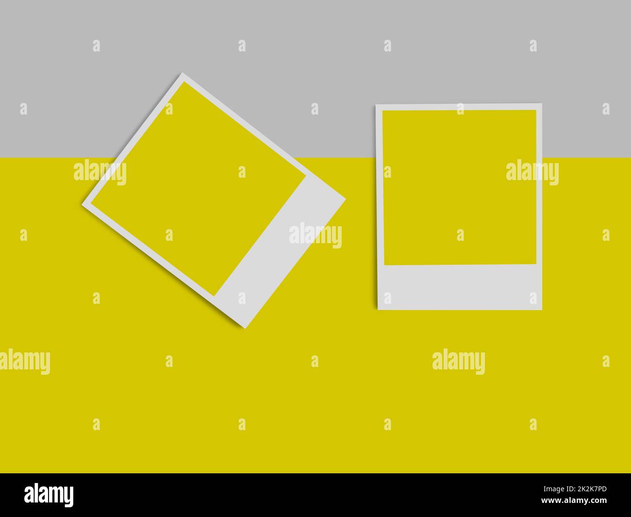 Image frames or color swatches on yellow background mock-up series 432 Stock Photo