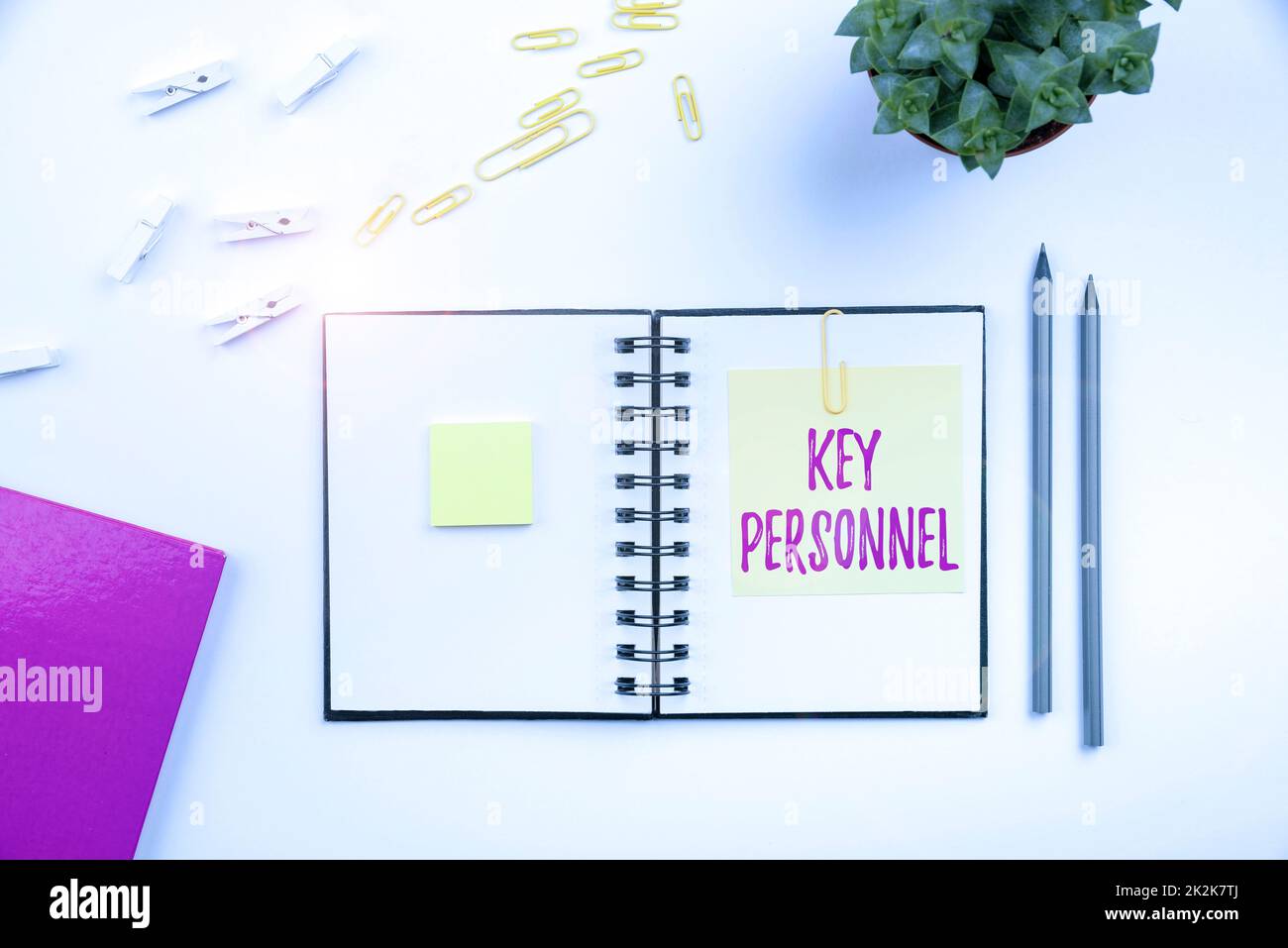 Text showing inspiration Key Personnel. Conceptual photo Program Directors Principal Investigator Project Executives Flashy School Office Supplies, Teaching Learning Collections, Writing Tools Stock Photo