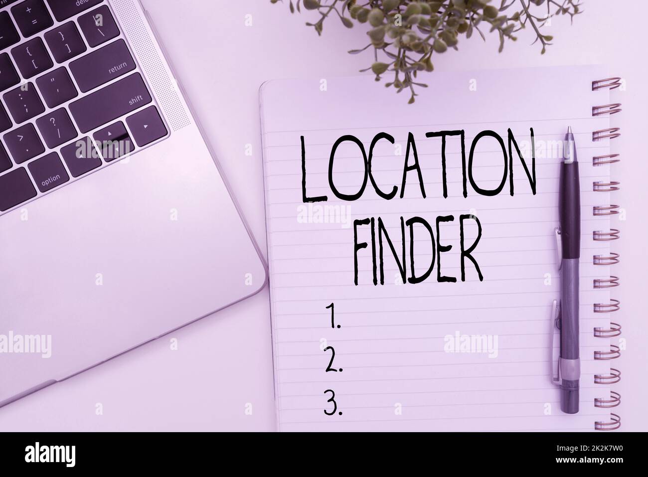 Text caption presenting Location Finder. Conceptual photo A service featured to find the address of a selected place Office Supplies Over Desk With Keyboard And Glasses And Coffee Cup For Working Stock Photo