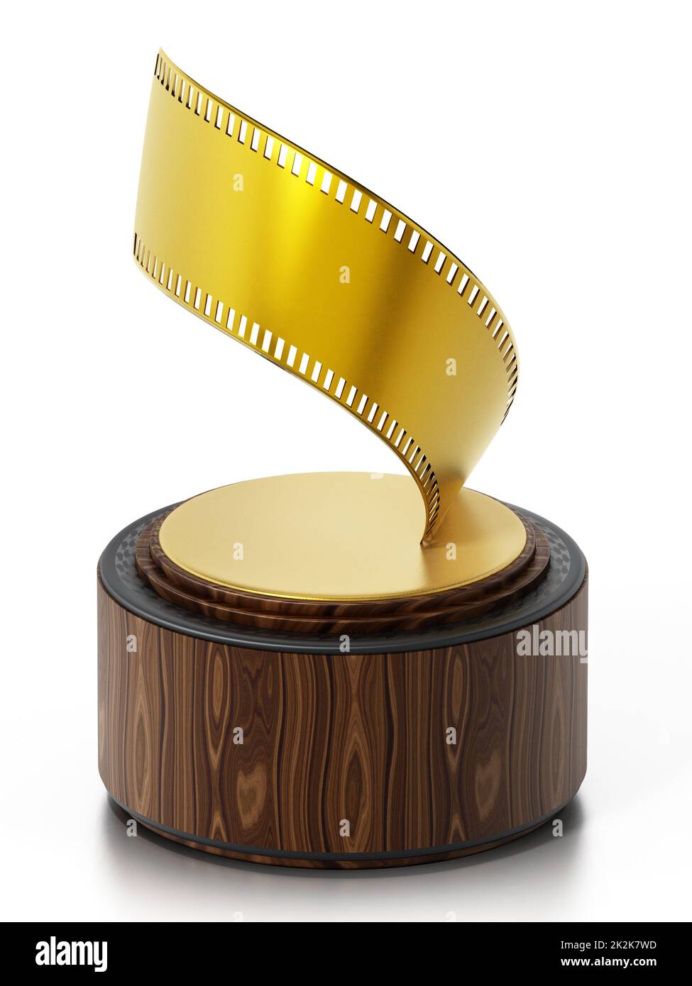 Golden film strip movie award. 3D illustration. Stock Photo