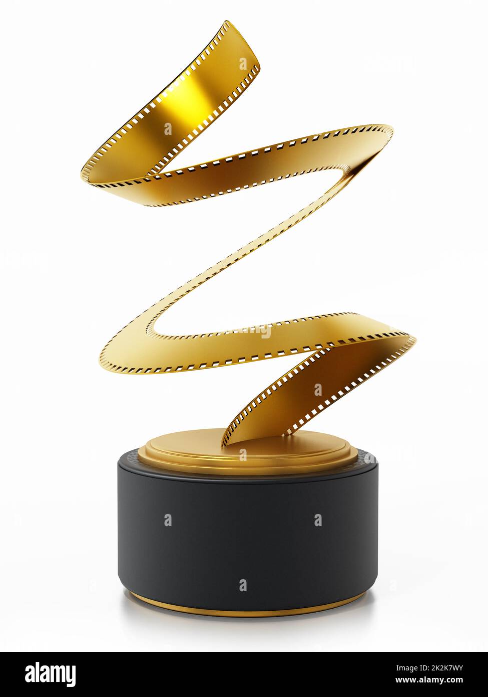 Golden film strip movie award. 3D illustration Stock Photo
