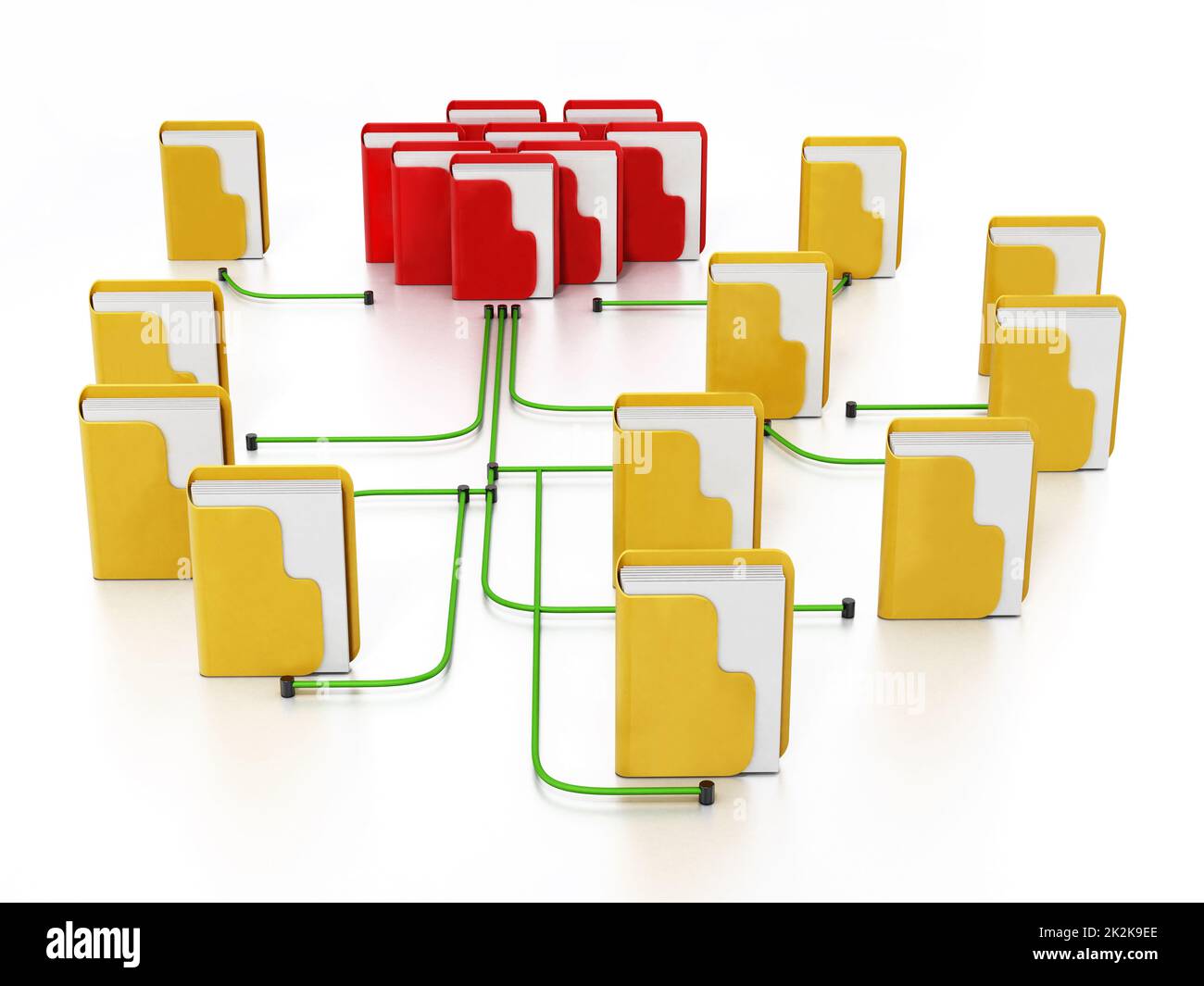 Folders connected to each other in a network. 3D illustration Stock ...