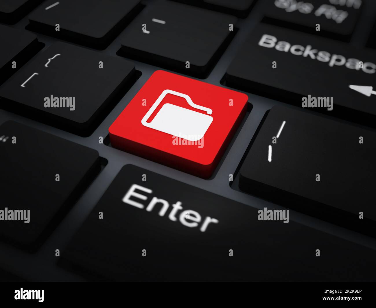 Folder icon on red keyboard key. 3D illustration Stock Photo - Alamy