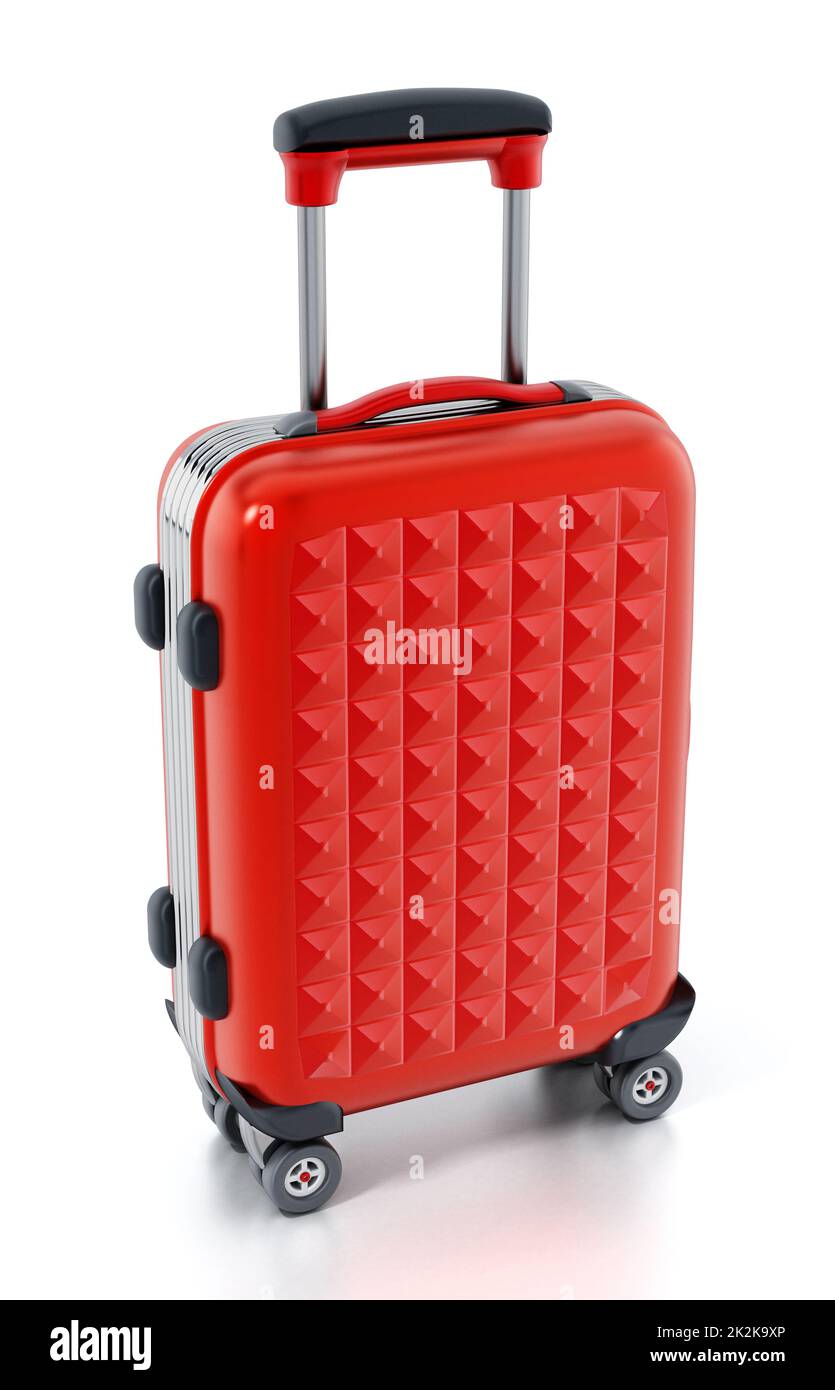 Orange Hardcase Suitcase Isolated On White Background 3d Illustration