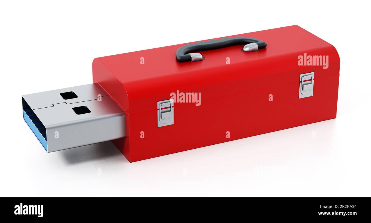 Red toolbox with usb 3.0 plug. 3D illustration Stock Photo - Alamy