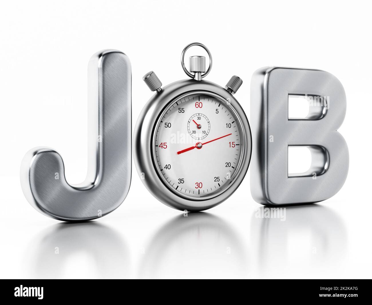 Analogue chronometer replacing the letter o in the word job. 3D illustration Stock Photo