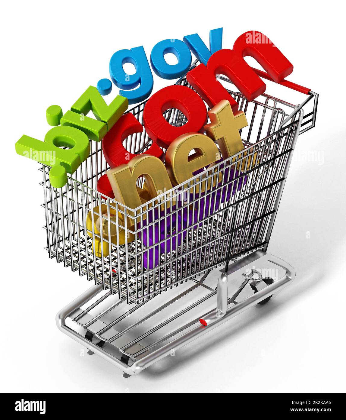 Domain names inside shopping cart. 3D illustration Stock Photo Alamy