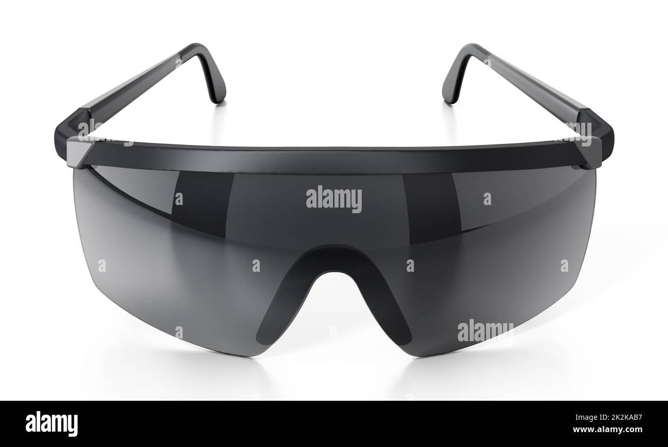 Black ski glasses or sunglasses isolated on white background. 3D