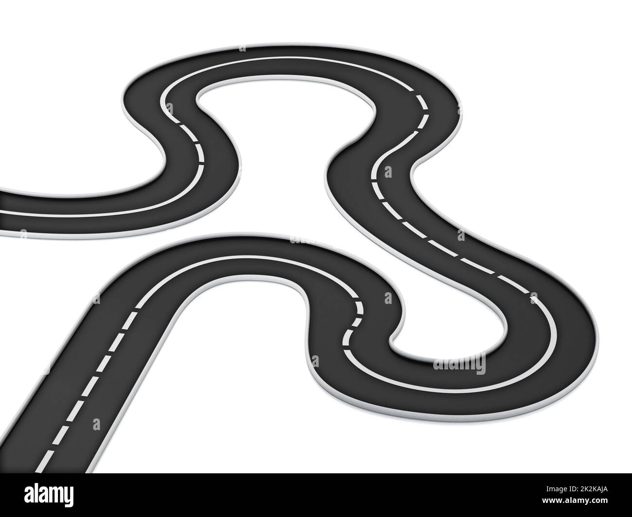 Curved road isolated on white background. 3D illustration Stock Photo