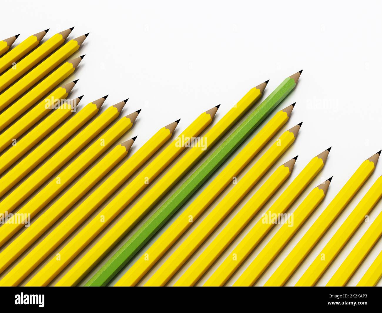 Arranged rising yellow pencils represent business success Stock Photo