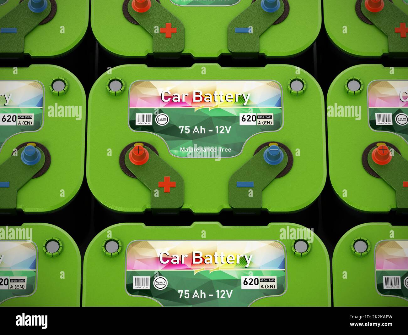 Stack of modern car batteries. 3D illustration Stock Photo Alamy