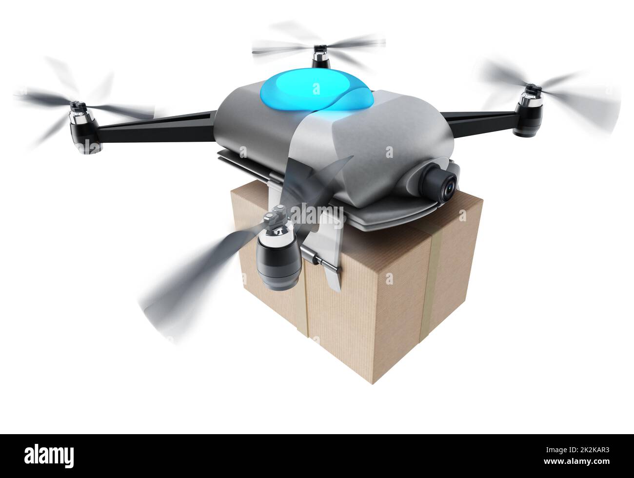 Unmanned drone carrying cargo box. 3D illustration Stock Photo Alamy