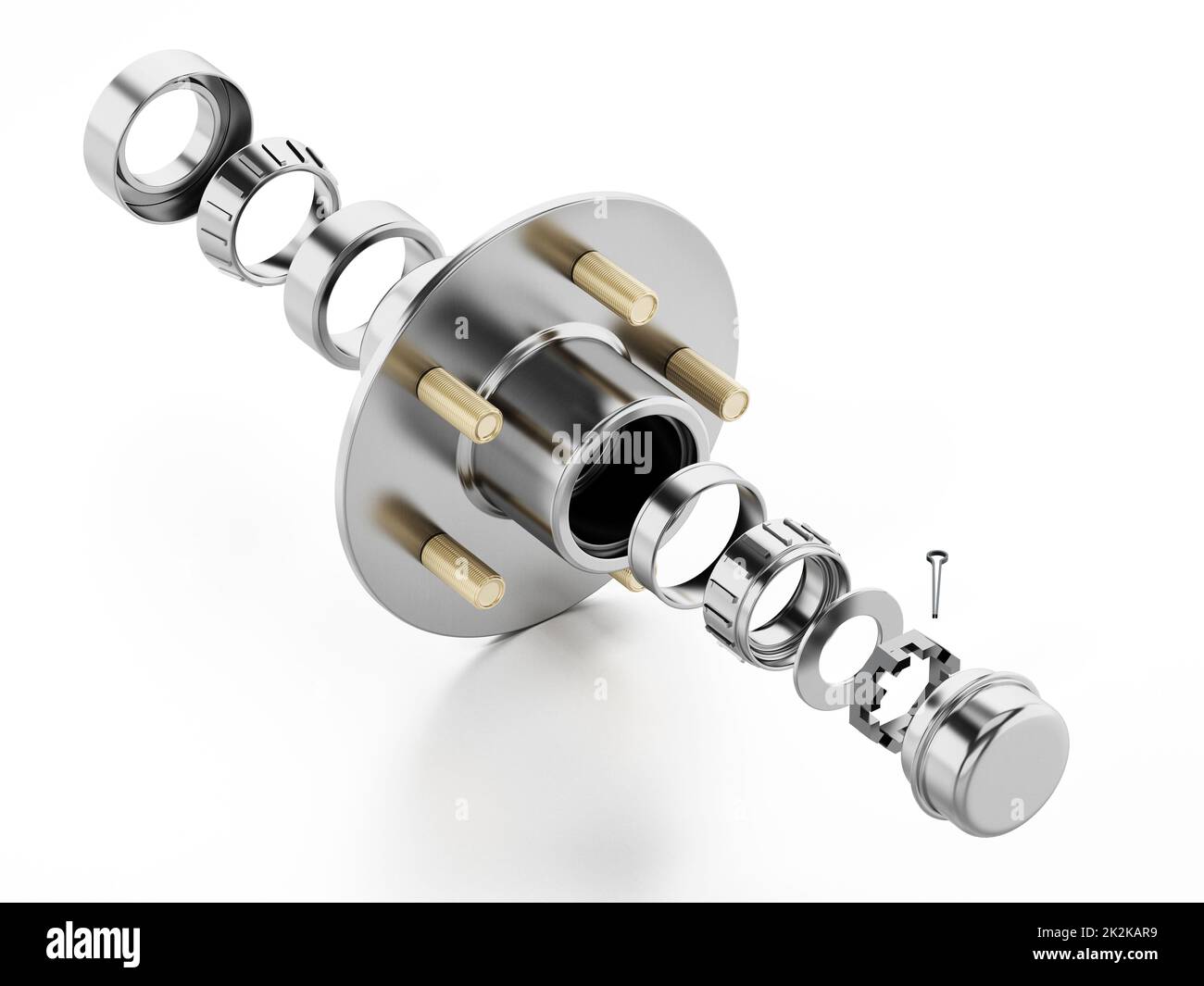 3D structure of a wheel bearing. 3D illustration Stock Photo