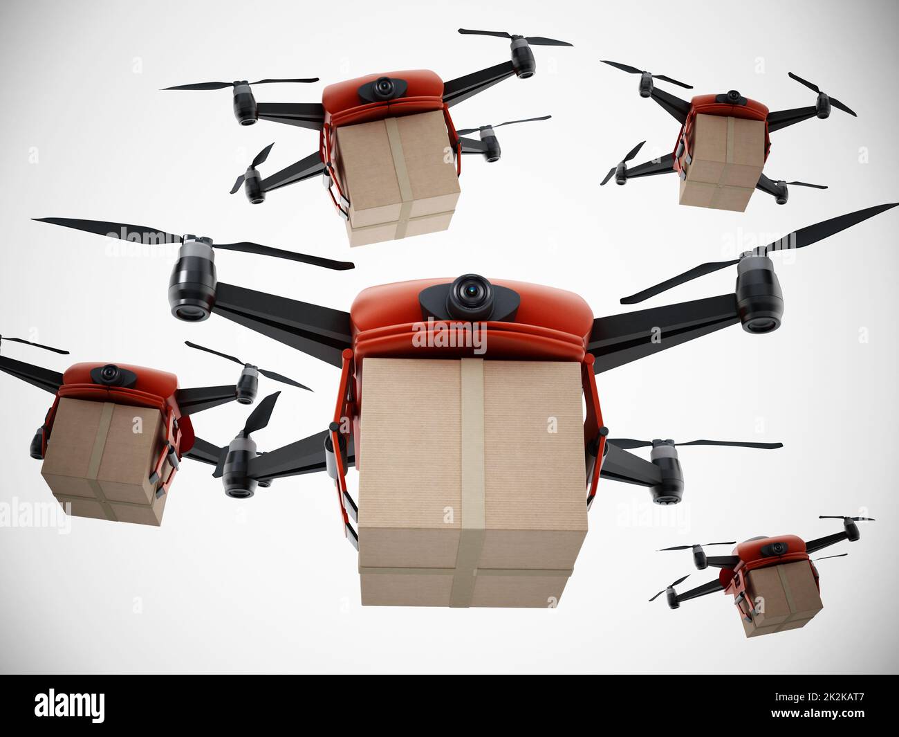Unmanned drone carrying cargo box. 3D illustration Stock Photo Alamy