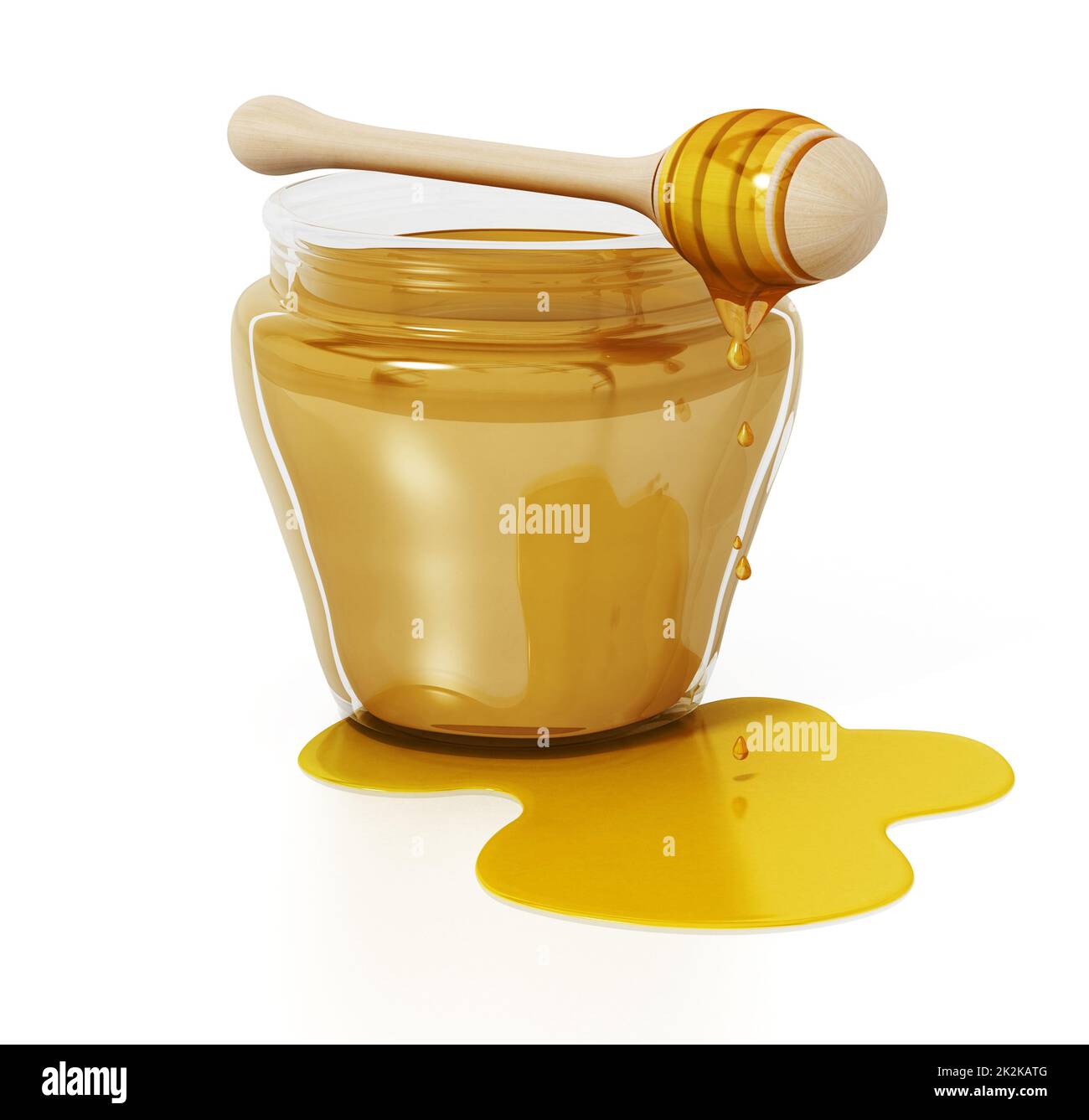 Honey jar and dipper isolated on white background. 3D illustration Stock Photo Alamy