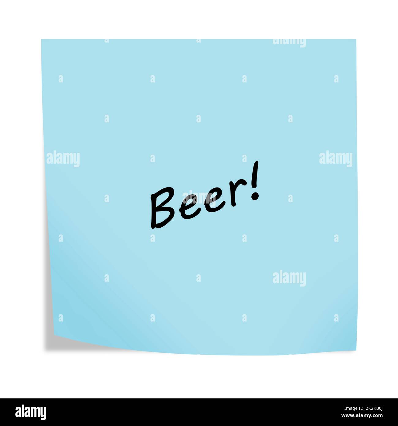 Beer 3d illustration post note reminder on white with clipping path Stock Photo