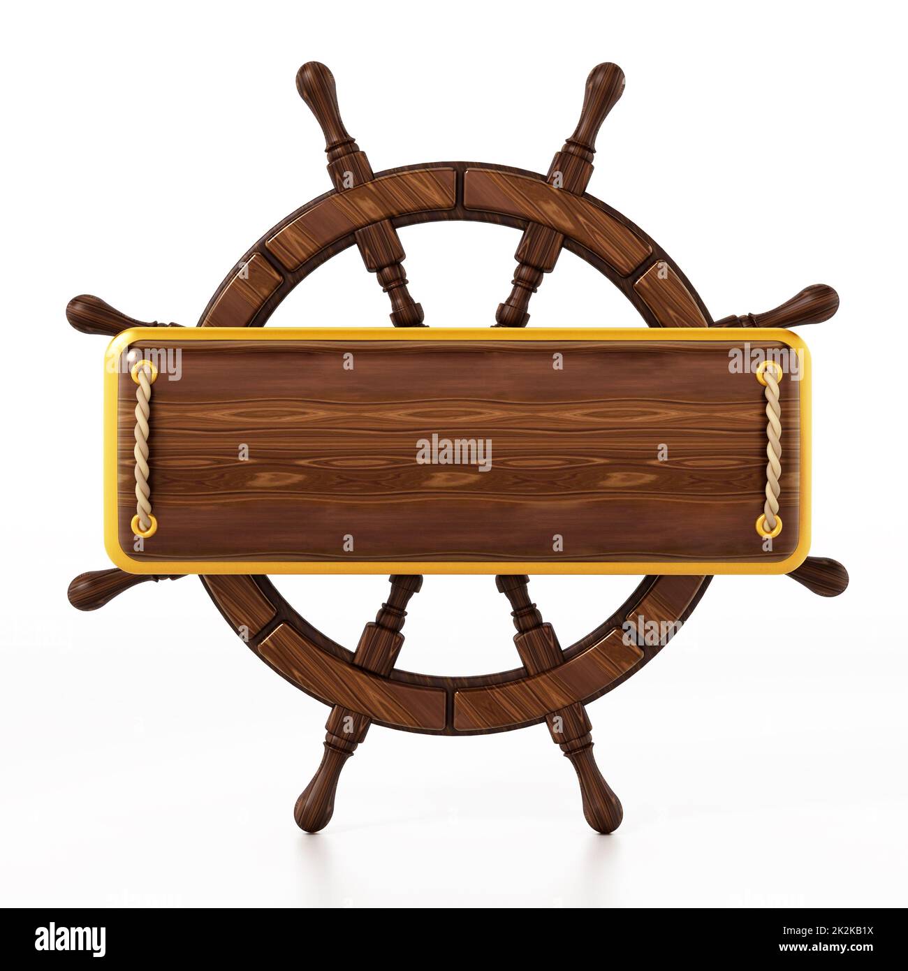 Ship wheel isolated on white background. 3D illustration Stock Photo ...