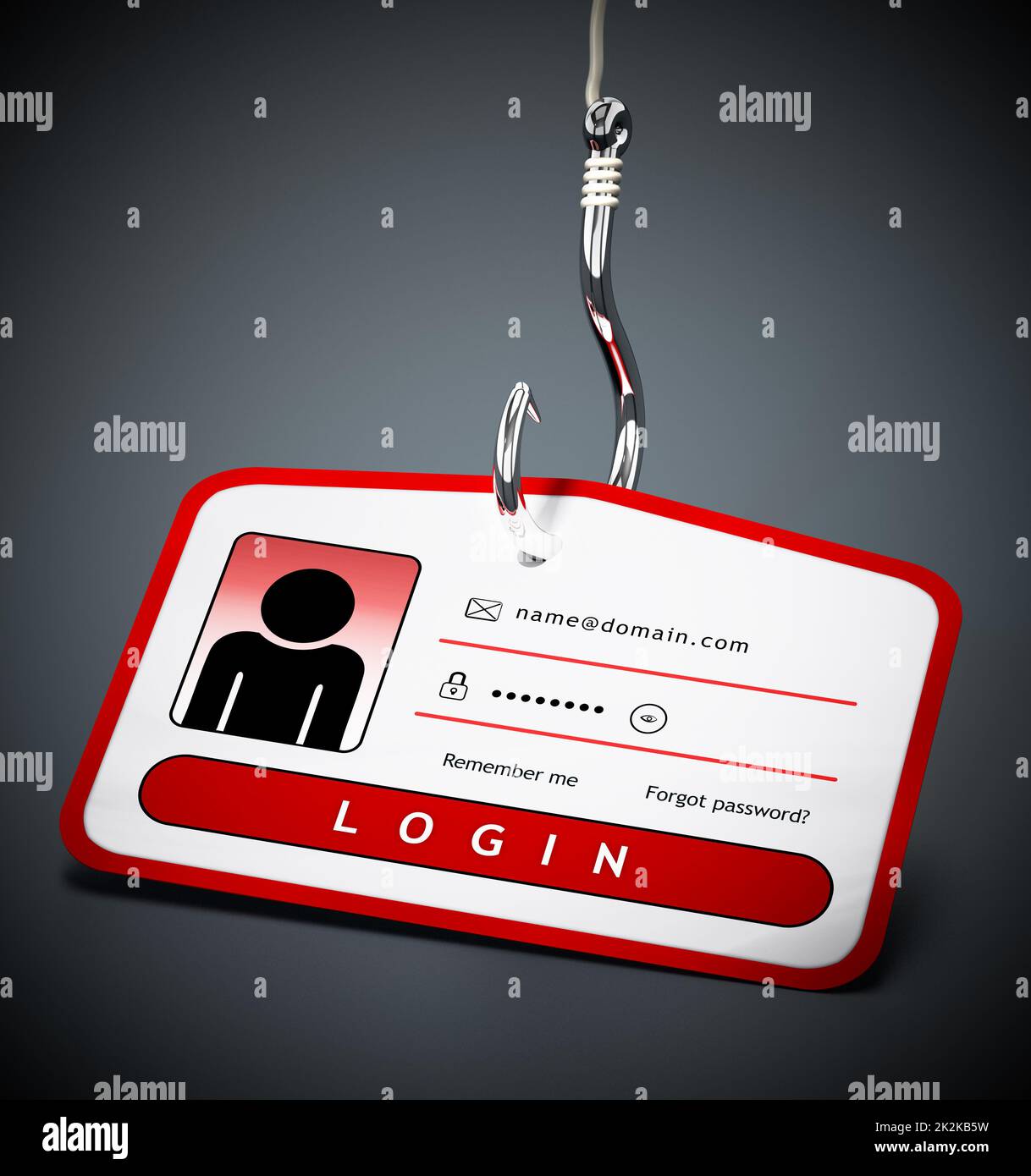 Hook on ID card with login credentials. 3D illustration Stock Photo