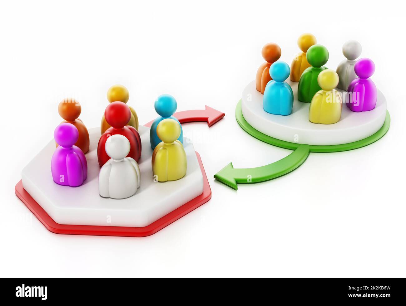 Business team people change concept. 3D illustration Stock Photo