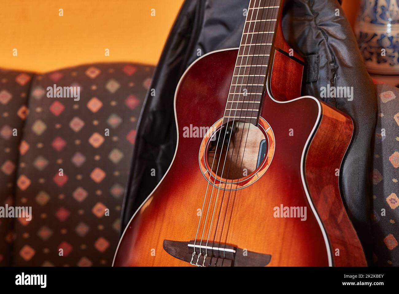 Acoustic Guitar Detail Stock Photo Alamy