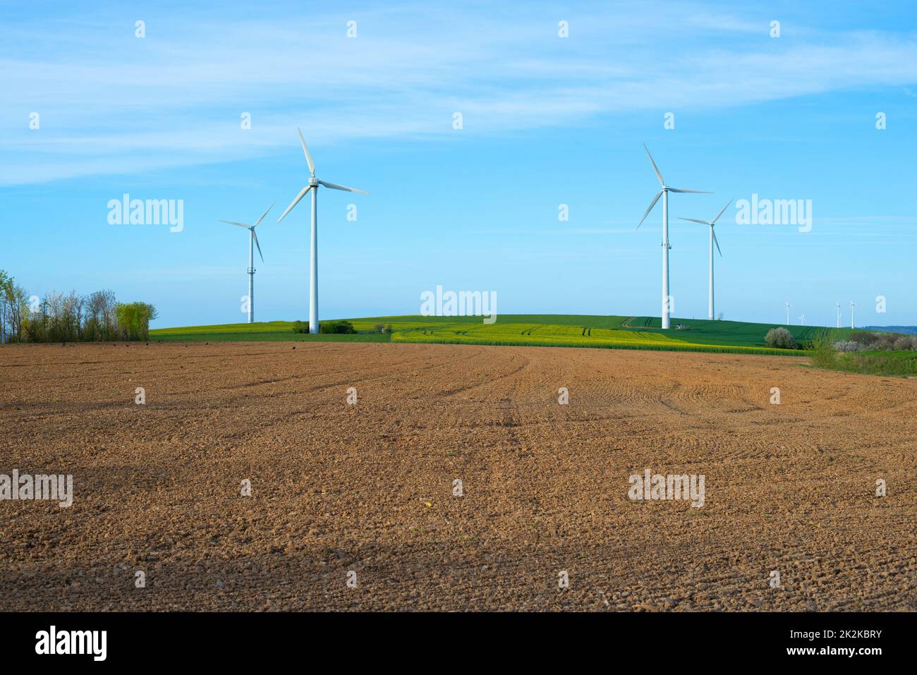 Wind energy in Germany behind farmland, environmental discussion