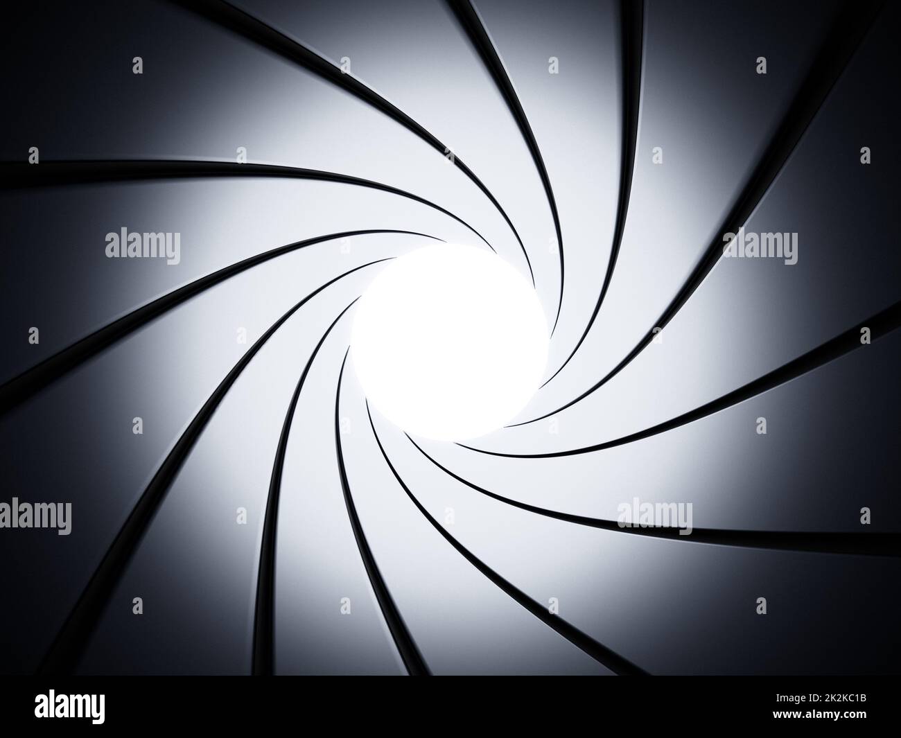 Swirling gun barrel background. Gray color tones. 3D illustration Stock Photo
