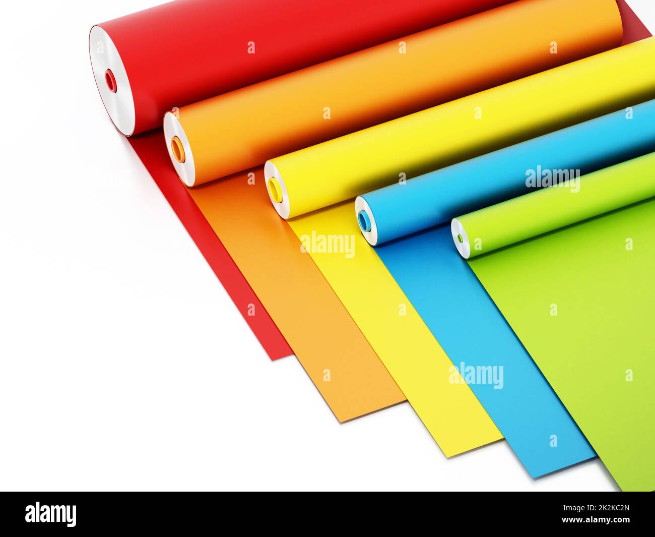 Vibrant colored adhesive films isolated on white background. 3D