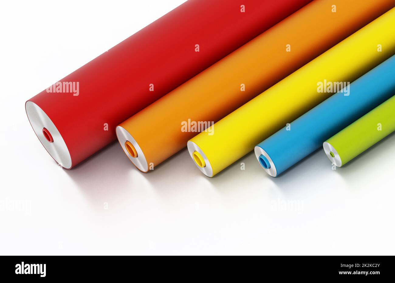 Vibrant colored adhesive films isolated on white background. 3D