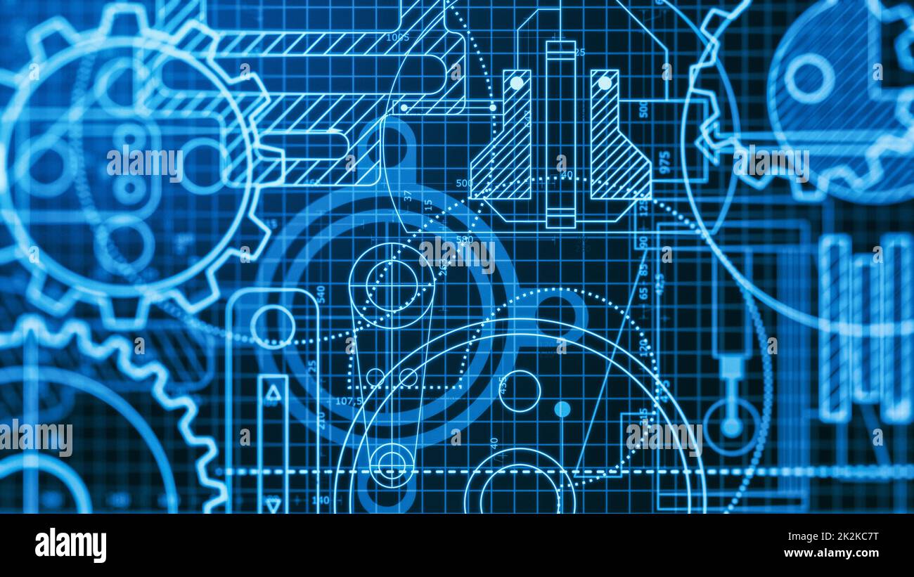 mechanical project blueprint Stock Photo