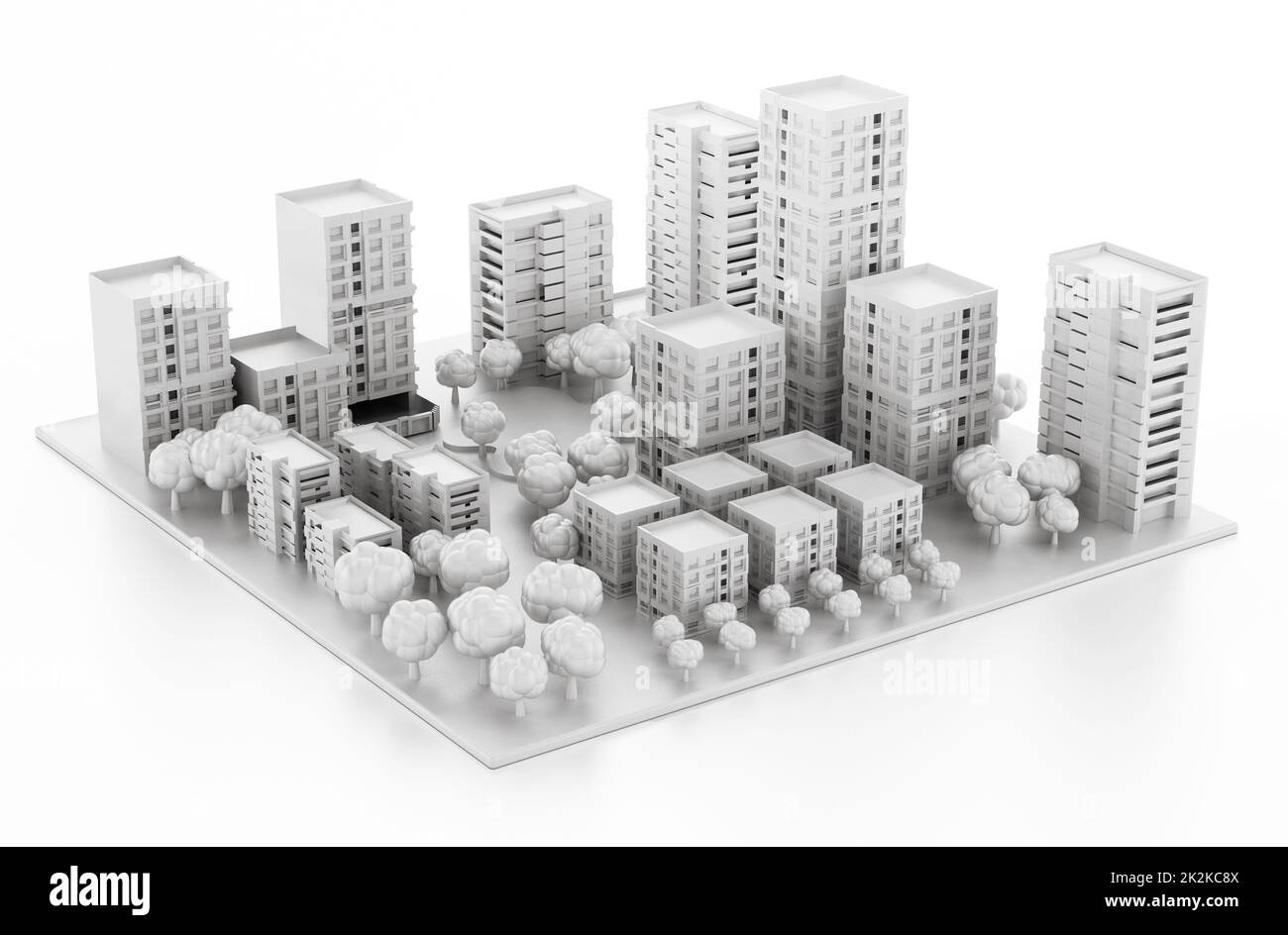 Architectural model printed in a 3D printer. 3D illustration Stock Photo