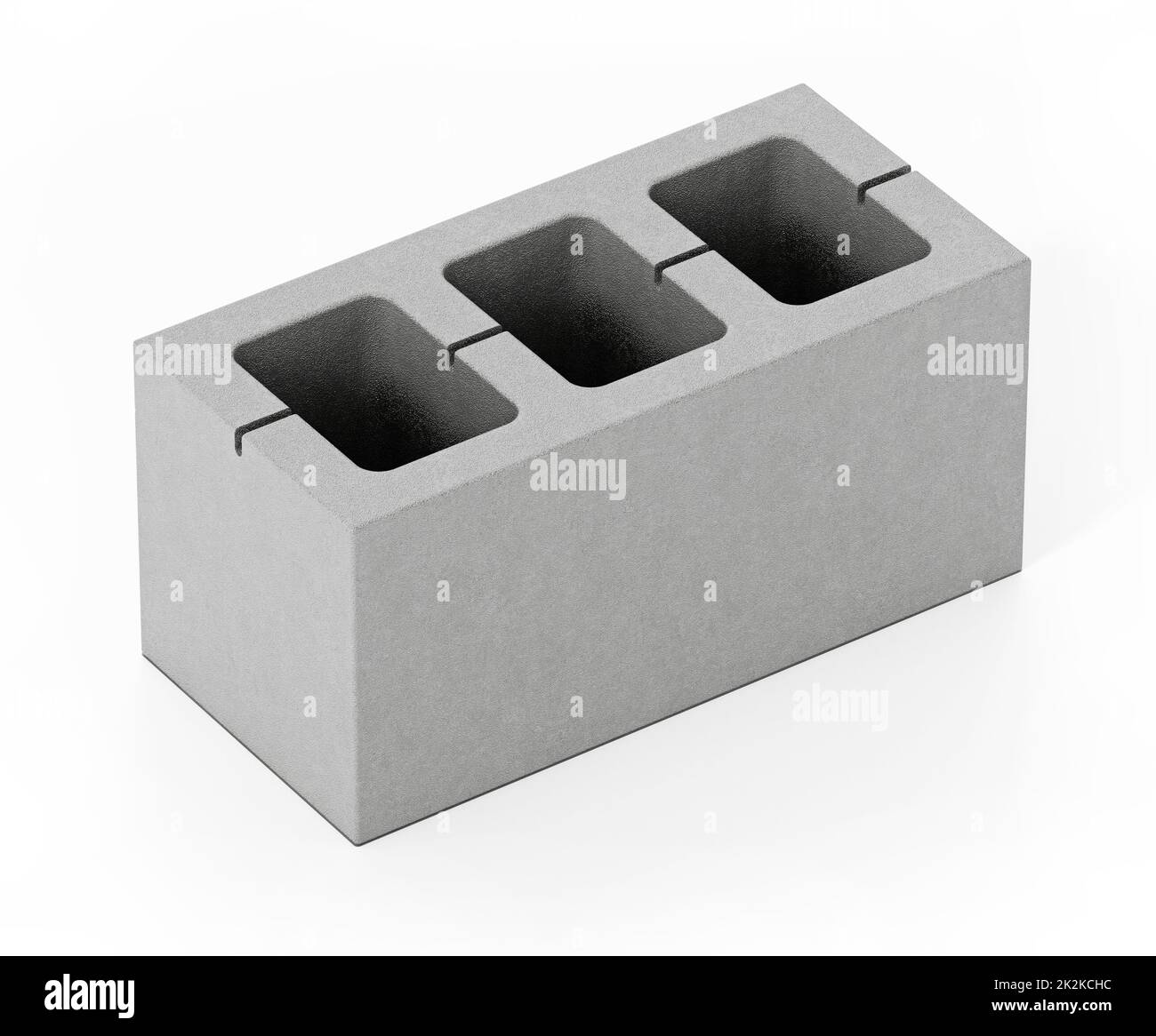 Concrete gray brick isolated on white background. 3D illustration Stock Photo