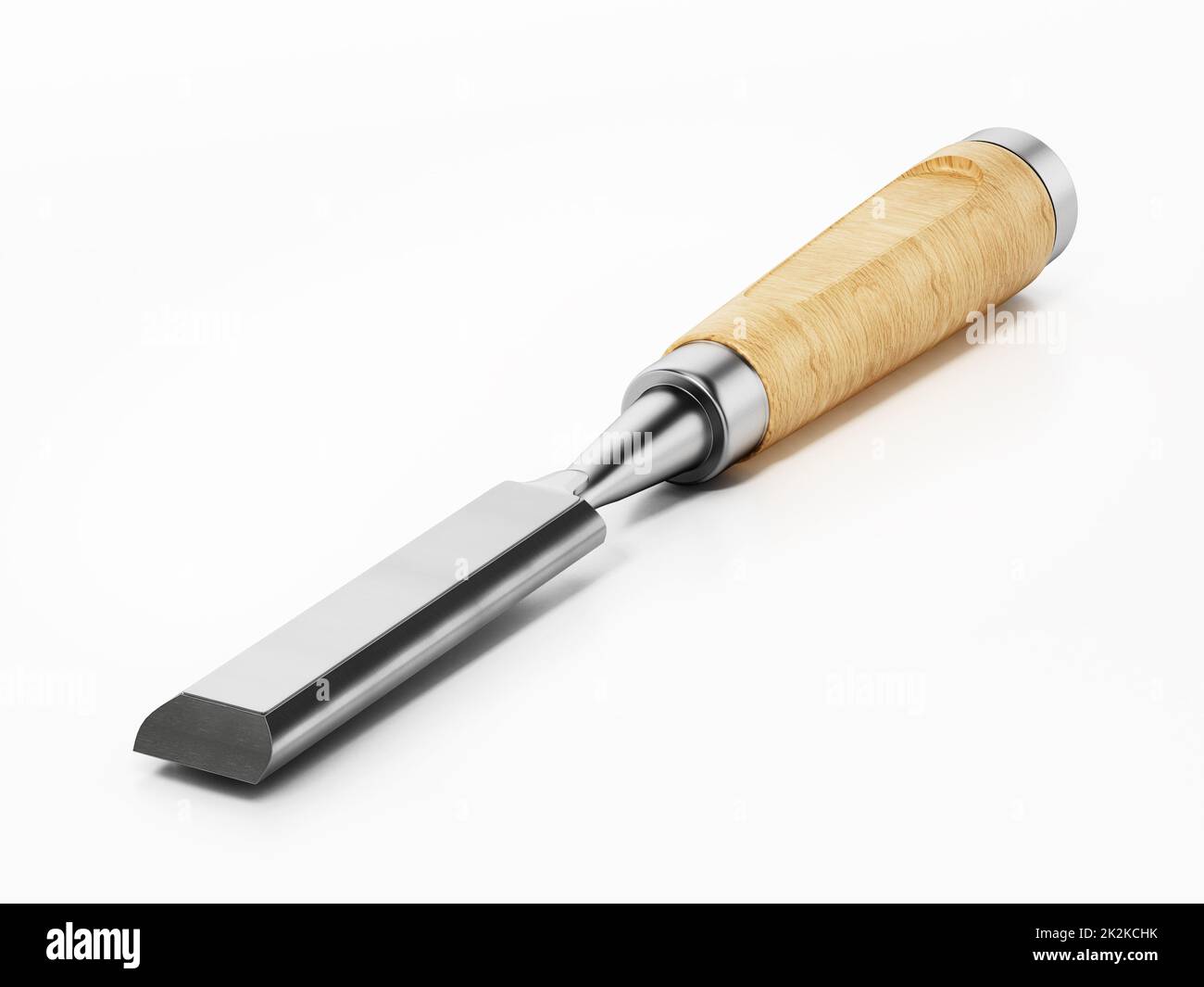 Carpenter's chisel isolated on white background. 3D illustration Stock
